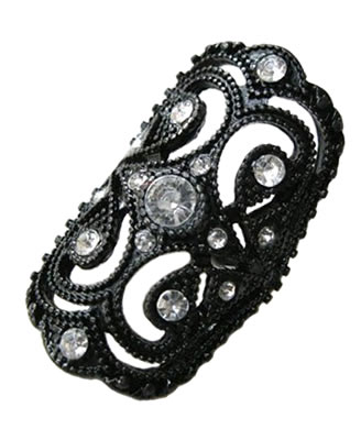 Black Rhinestone Knuckle Ring