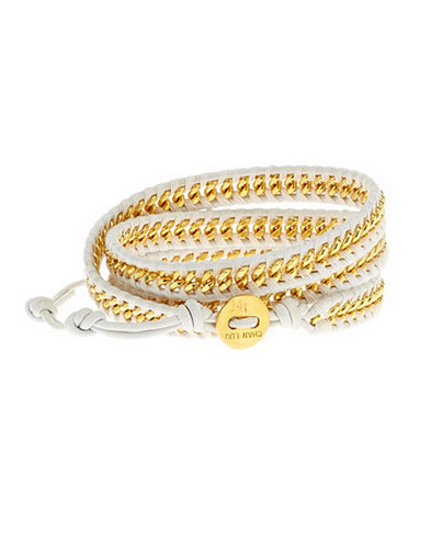 Chan Luu White Chain and Leather Wrap Bracelet