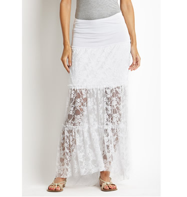 BLUE PEARL Hi-Lo Lace Maxi Skirt