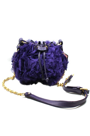 JUICY COUTURE Pouchette Purple Chiffon Handbag
