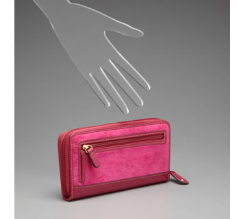 zip wallet in natural with neon pink stripe – Twigs