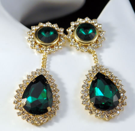 Large Emerald Green Drop Earrings