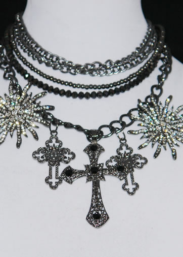 Multi-Layer Cross Statement Necklace