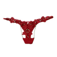 Sexy Red Lace Crystal Thong Underwear